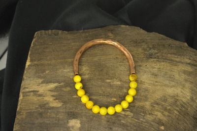 Bransoletka jaspis i miedź – rękodzieło