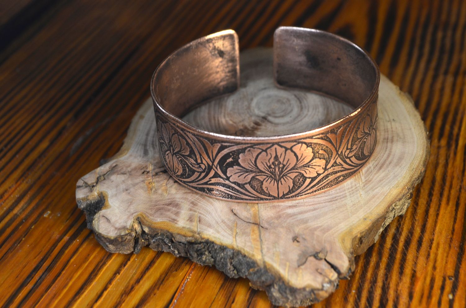 bransoleta miedziana grawer - secesja 2