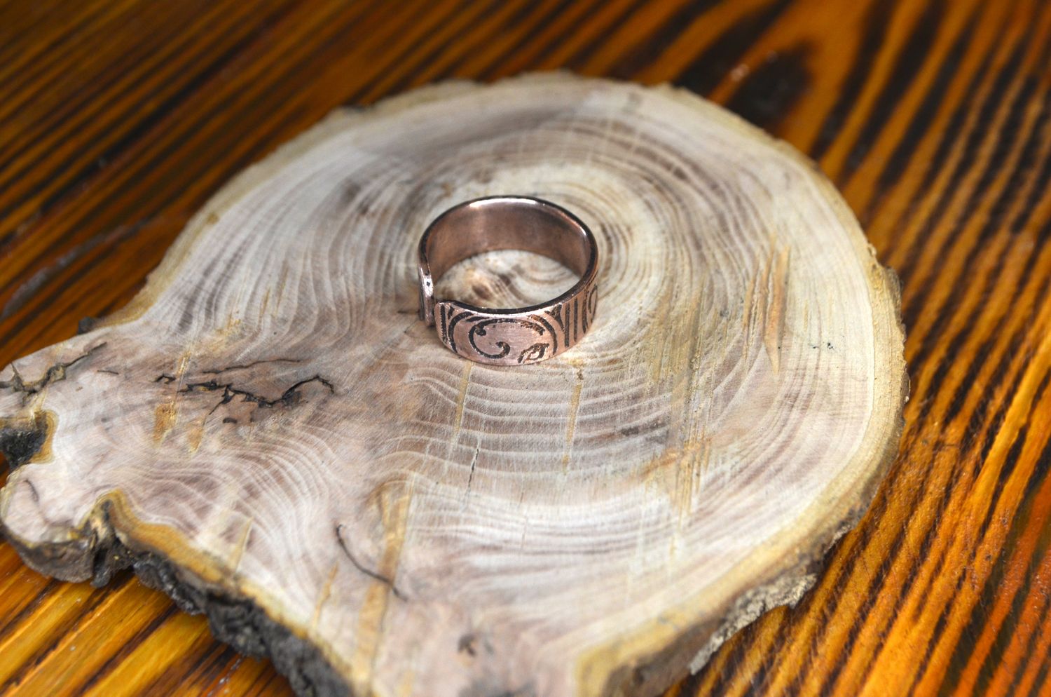 pierścień inspirowany stylem secesyjnym - miedź (2)