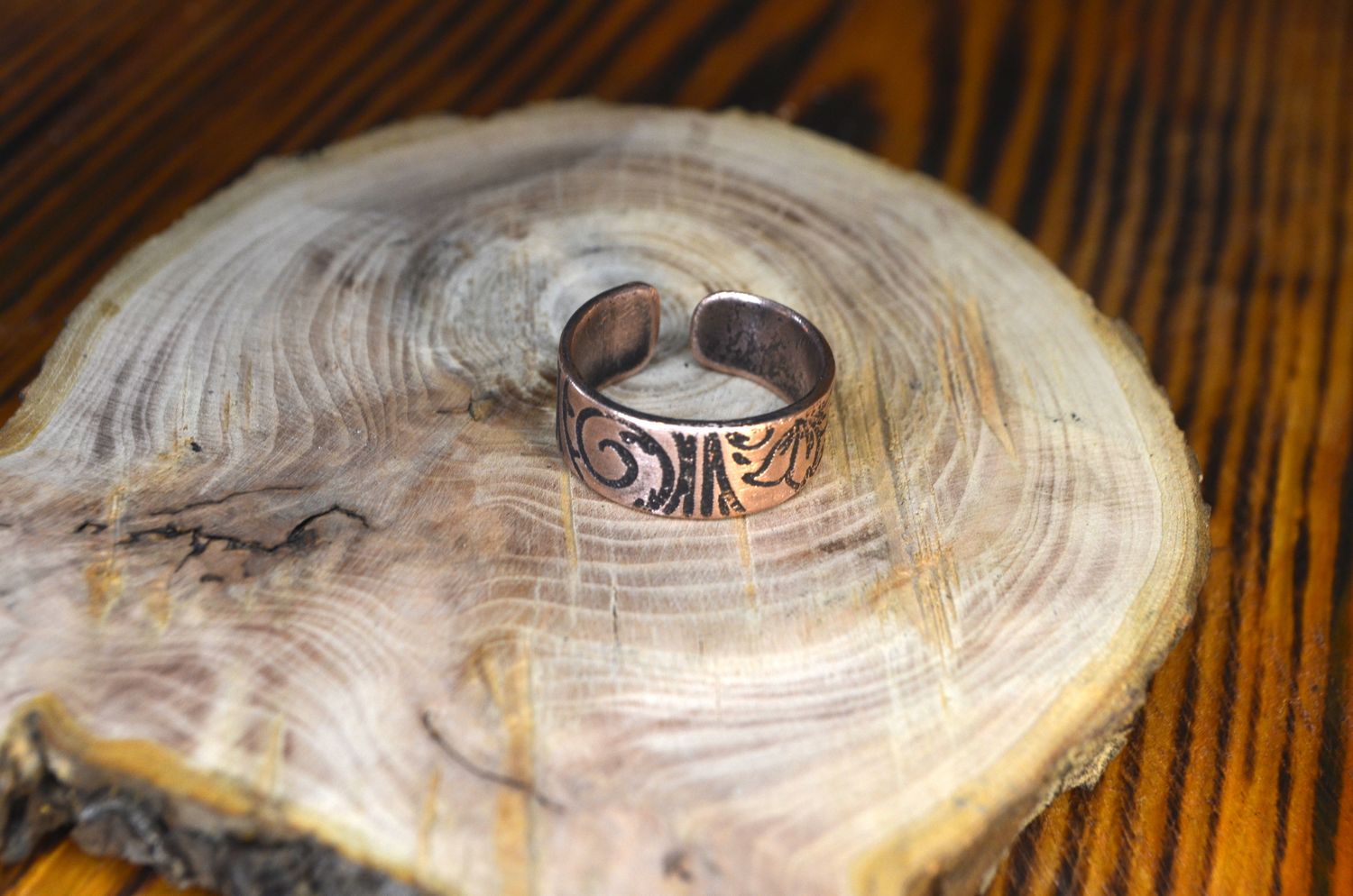 pierścień inspirowany stylem secesyjnym - miedź