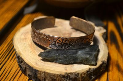 Bransoleta miedziana handmade z motywami natury
