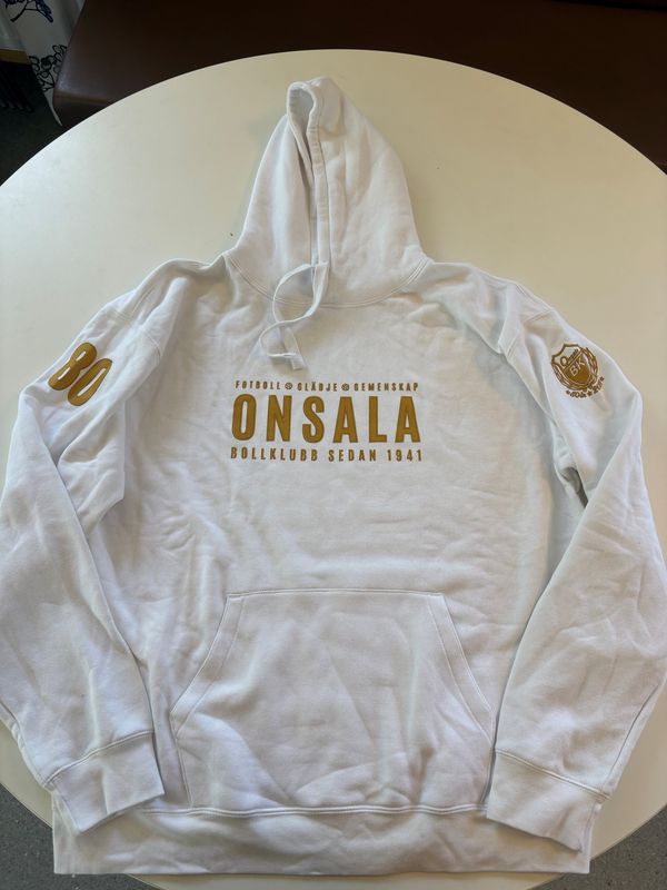 OBK 80år Hoodie Vit - Fotboll, Glädje, Gemenskap. Strl. 3XL
