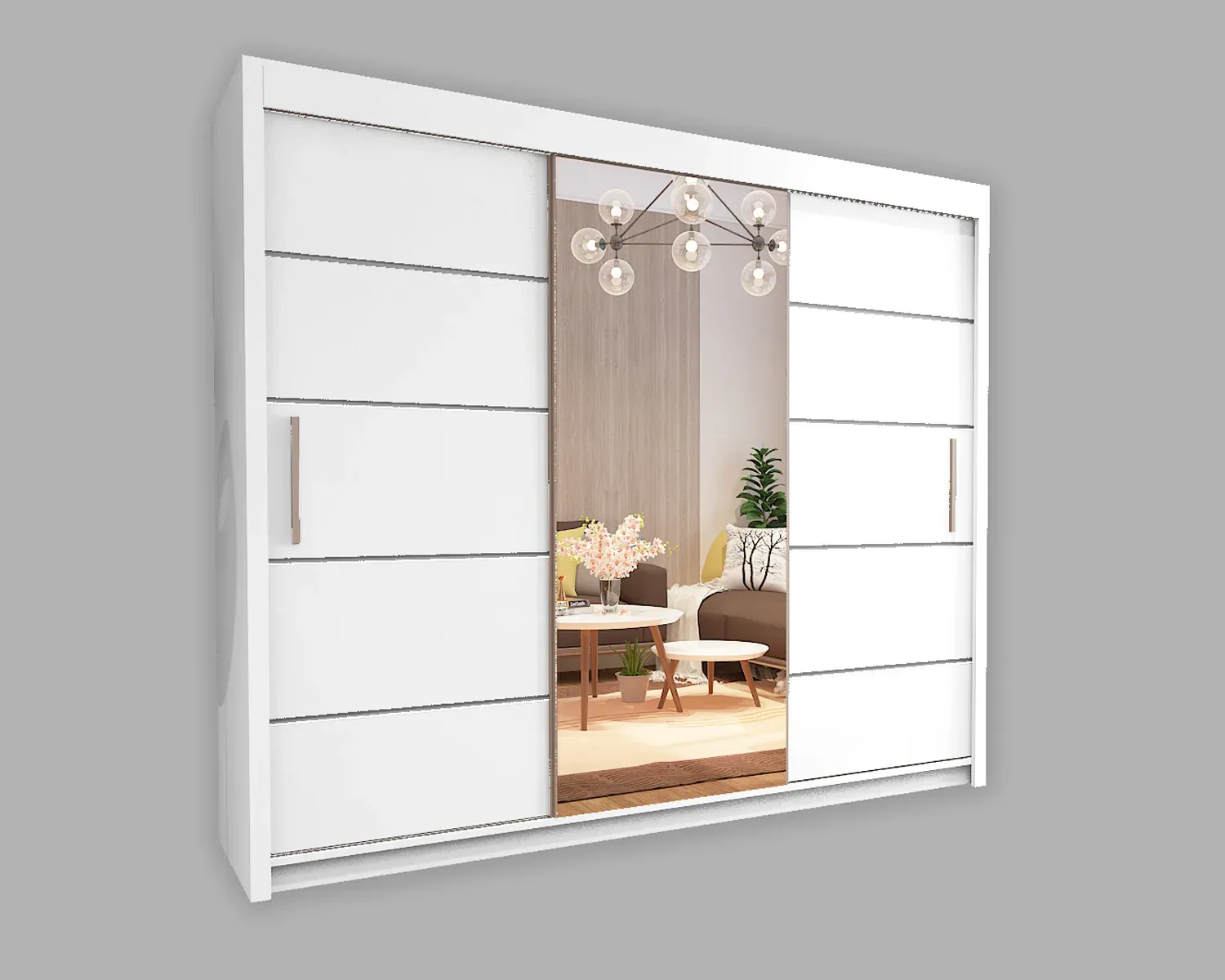 Modern Full Mirror 2&amp;3 Sliding Doors Wardrobe for Bedroom-Vision