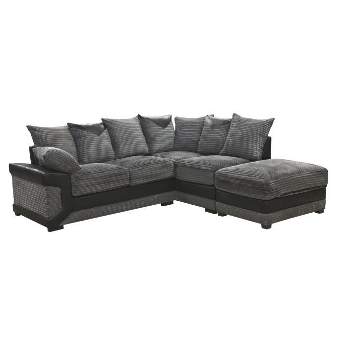 Dino Right Hand Jumbo Cord Corner Sofa with detachable footstool