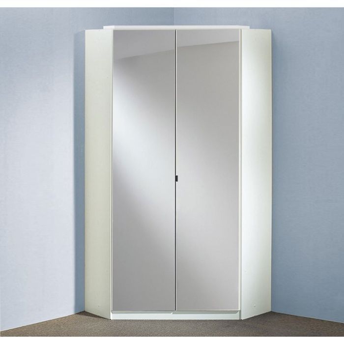 Corner Wardrobe - CALLISTO 2 Door Mirrored Wardrobe White 95cm