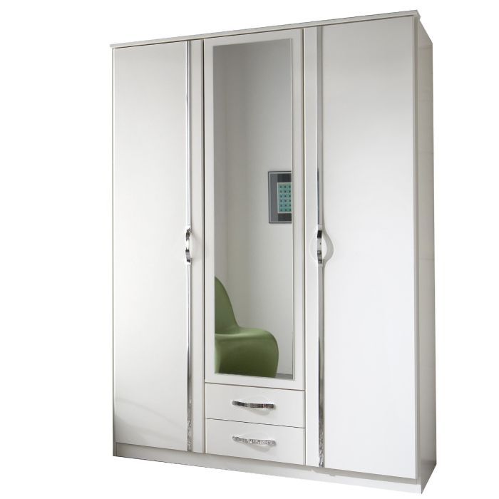 Wardrobe - DAYTON 3 Door Wardrobe White 135cm