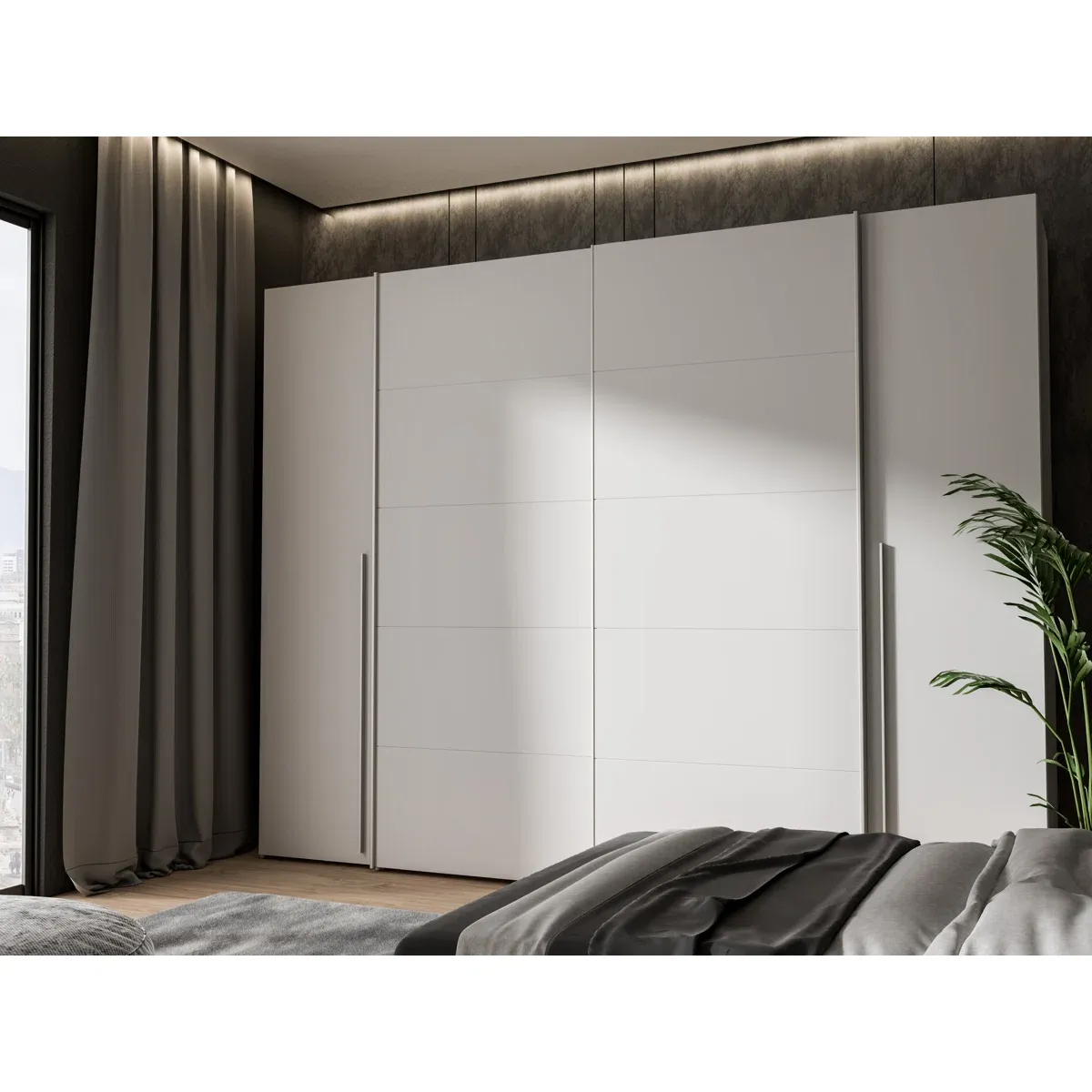 Debarr 4 Door Manufactured Wood Wardrobe - 210.5cm H x 270.3cm W x 61.2cm D