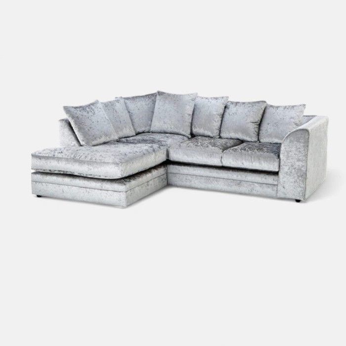 Crystal Crushed Velvet 4 Seater Corner Sofa- Left Side