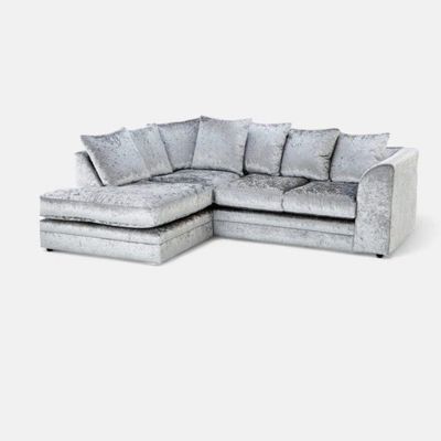 Crystal Crushed Velvet 4 Seater Corner Sofa- Left Side