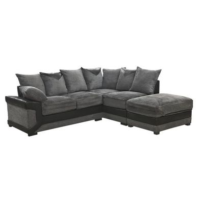 Dino Right Hand Jumbo Cord Corner Sofa with detachable footstool