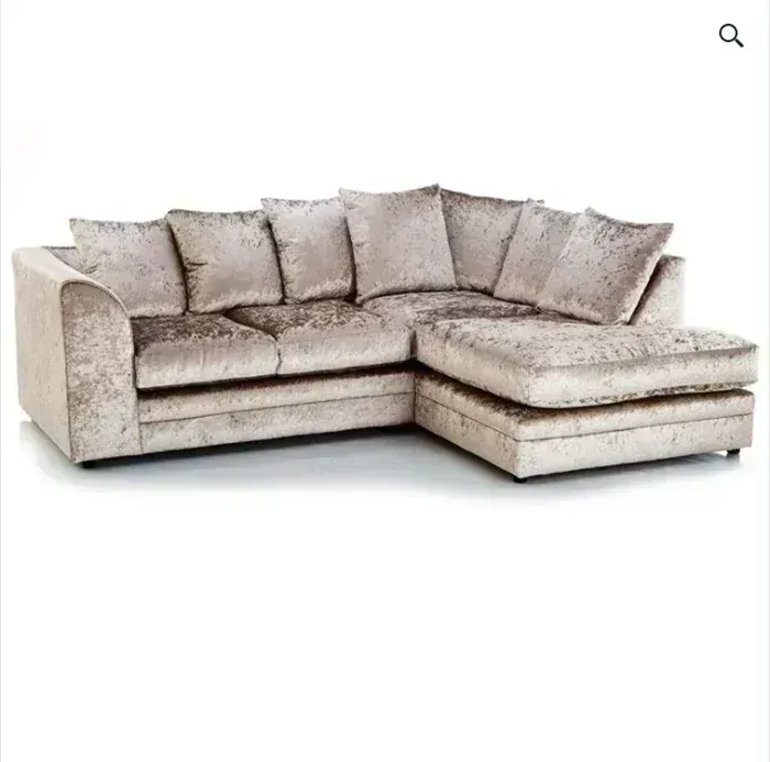 Crystal Crushed Velvet 4 Seater Corner Sofa- Right Side