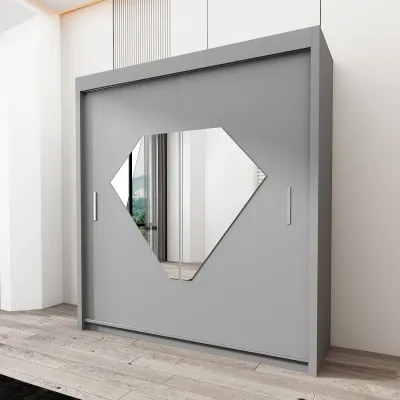 Diamond Double Mirror Sliding Door Wardrobe – Modern Bedroom Storage UK