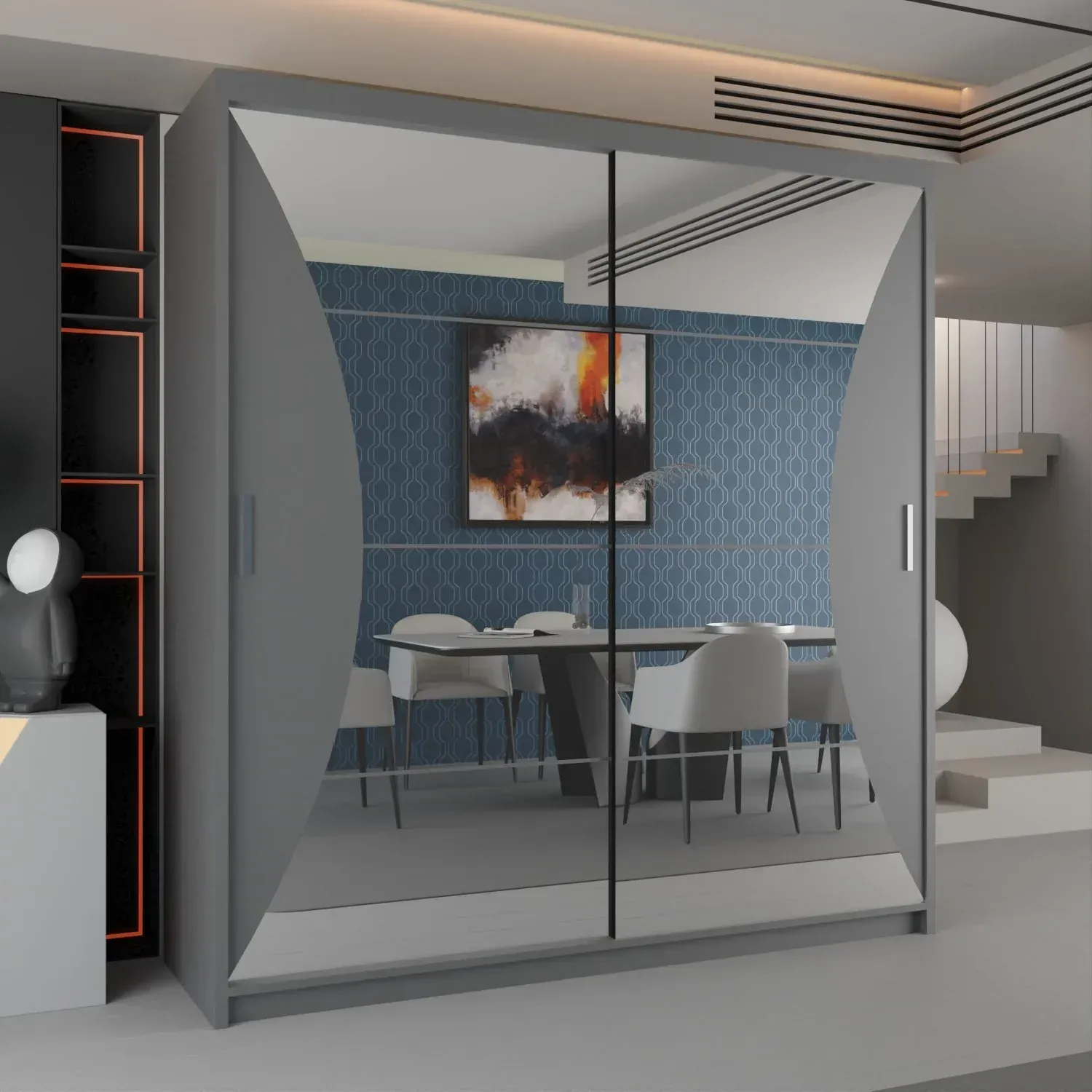 California Double Mirror Sliding Door Wardrobe – Modern Bedroom Storage UK