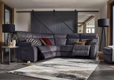 Moreno Fabric Power Recliner Corner Sofa with Power Headrests