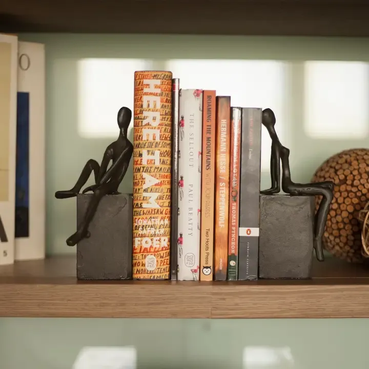 Bookend Set: Man &amp; Woman on Block