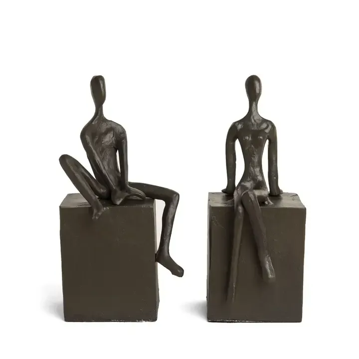 Bookend Set: Man &amp; Woman on Block