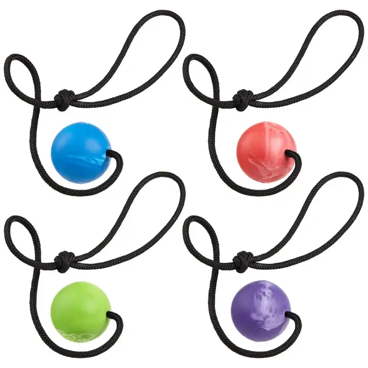 Rubber Euro Ball w/ Rope - Blue