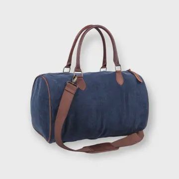 Linen Travel Bag w/ Leather Handles