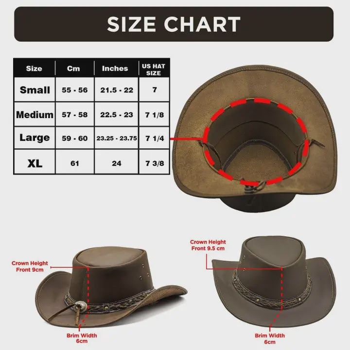 Hadzam Water Resistant Western Leather Outback Cowboy Hat