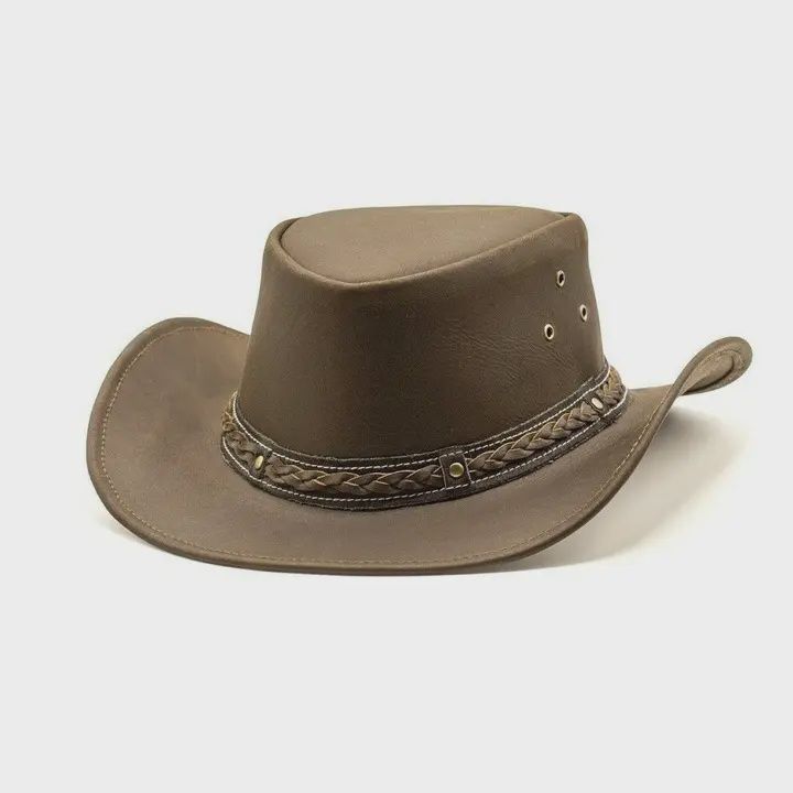 Hadzam Water Resistant Western Leather Outback Cowboy Hat