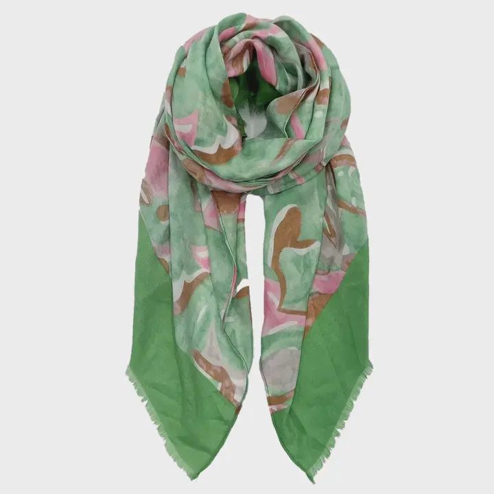 Bordered Swirl Print Scarf