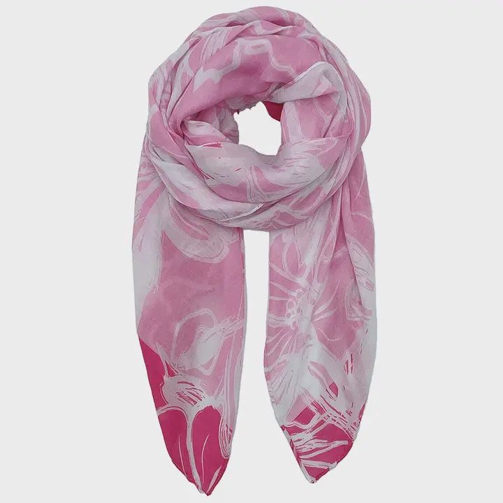 Pastel Solid Floral Print Scarf