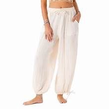 Cream Cotton Jogger Harem Pants - 5567073611