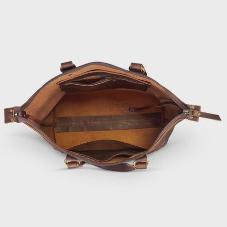 Crossbody Leather Tote Bag Saddle Brown XL