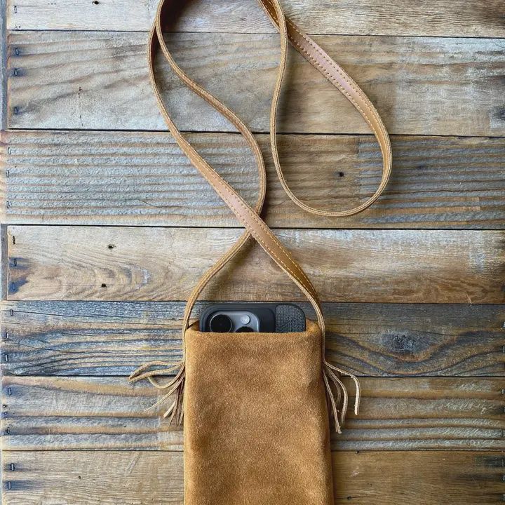 Belles Brown Suede Boho Cell Bag