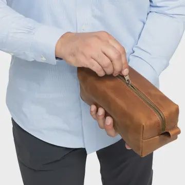 Leather Dopp Kit Toiletry Bag Large