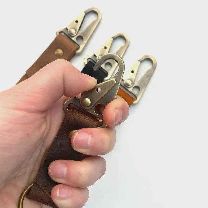 Carabiner Leather Keychain Clip Key Fob