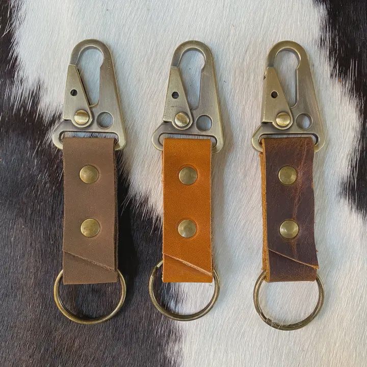Carabiner Leather Keychain Clip Key Fob