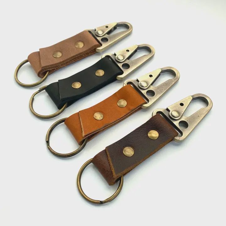 Carabiner Leather Keychain Clip Key Fob