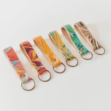 Marbled One-of-a-Kind Leather Keychain