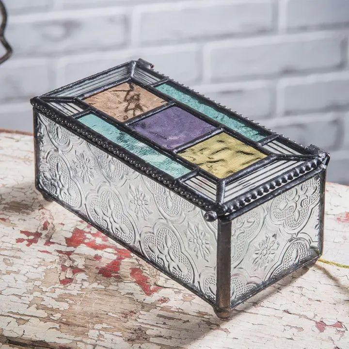 Colorful Stained Glass Decorative Jewelry Keepsake Box