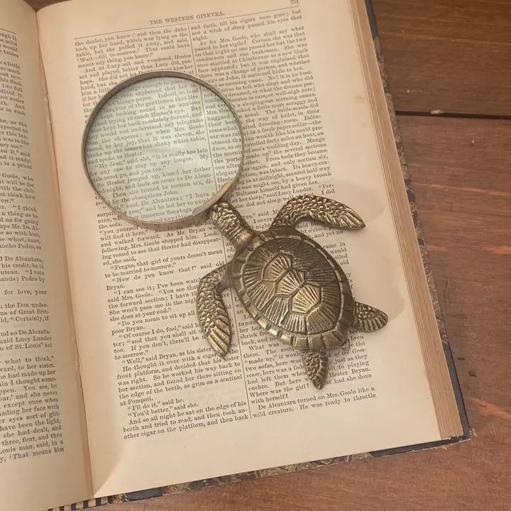 Brass Turtle Magnifying Glass 7"