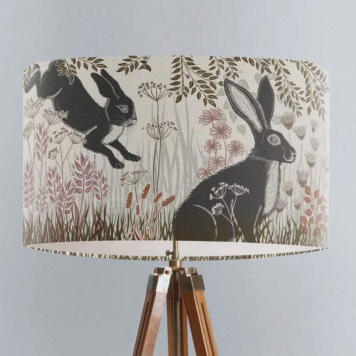 Country Lane Hare Rabbit Lampshade 16"x10"