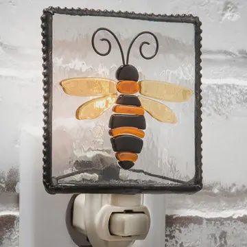 Bee Night Light Fused Stained Glass