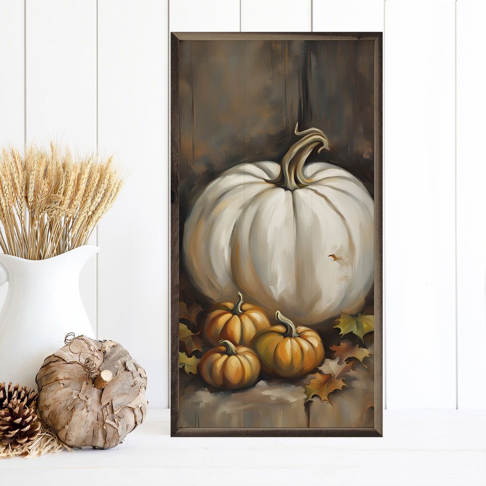 White Pumpkin And Small Orange 12" by 24"