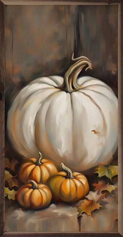 White Pumpkin And Small Orange 12" by 24"