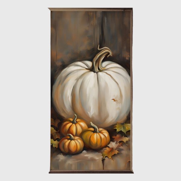 White Pumpkin And Small Orange 12" by 24"