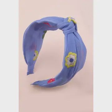Colorful Floral Embroidery Knotted Hair Band