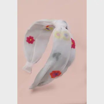 Colorful Floral Embroidery Knotted Hair Band