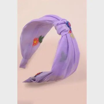 Colorful Floral Embroidery Knotted Hair Band