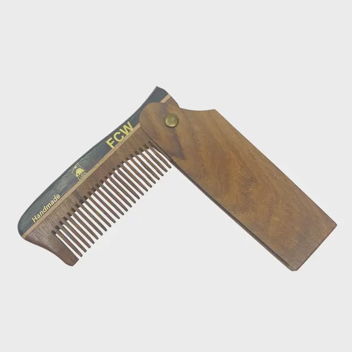 GBS FCW Wood Folding Beard Comb