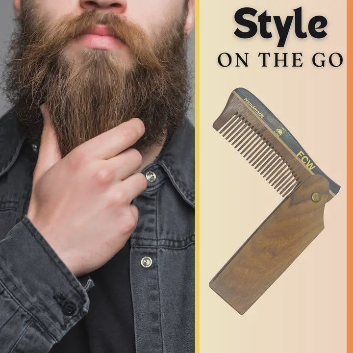 GBS FCW Wood Folding Beard Comb