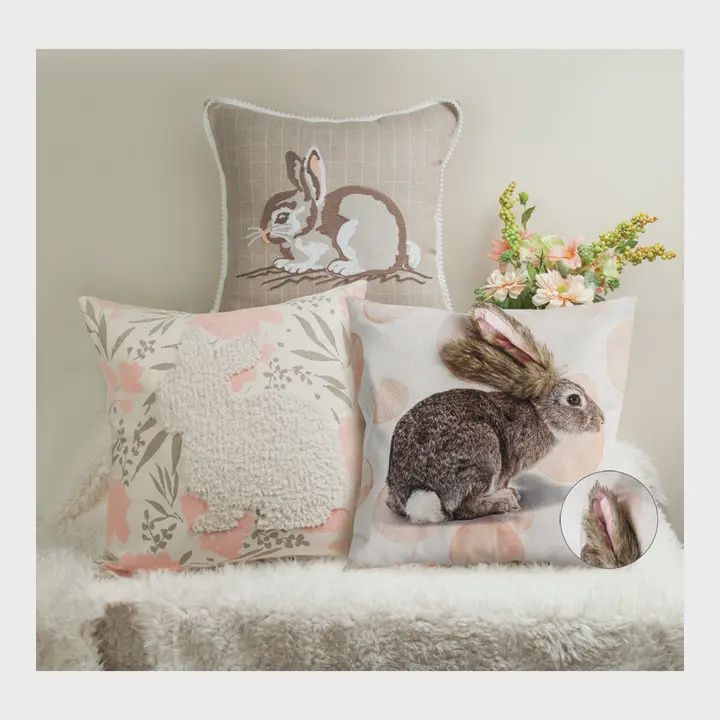 Tufted Bunny Pillow 17x17