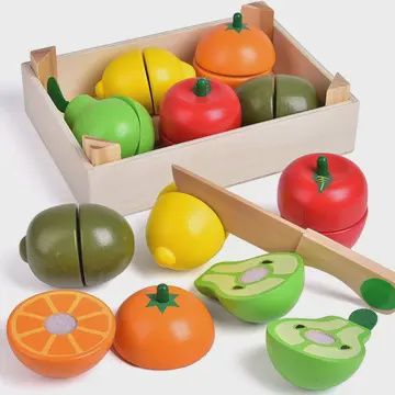 Wooden Play Food Pretend Cutting Toy