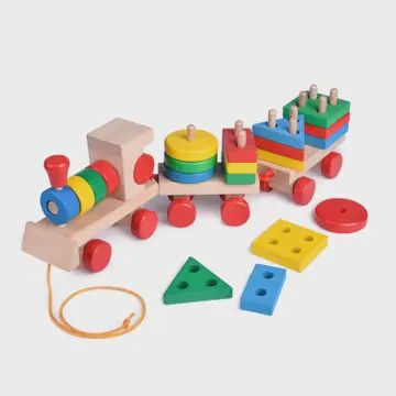 Wooden Train Shape Sorter Stacking Toys