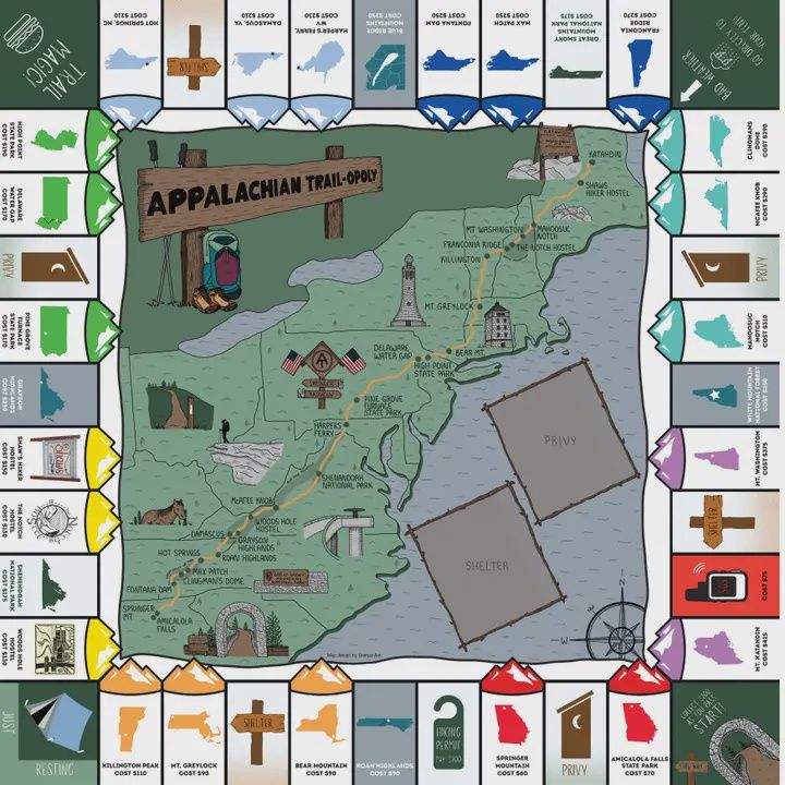 Appalachian Trail-Opoly Board Game